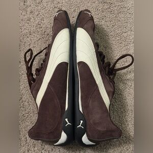 Puma size 9 men’s slightly worn. Excellent condition brown leather